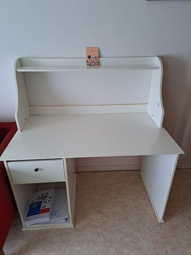 Bureau met opzetstuk en 1 lade, Maison & Meubles, Bureaux, 120 cm, Blanc, Enlèvement, 70 cm