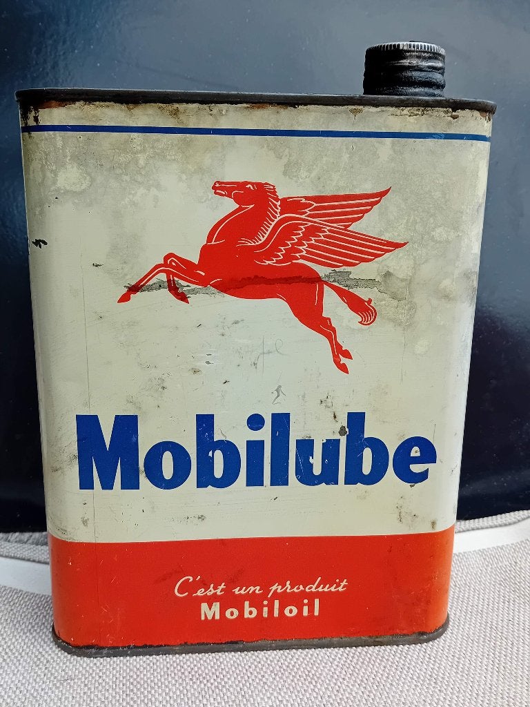 Bidon d'huile rare | Mobilube, Collections, Boîte en métal, Enlèvement ou Envoi, Utilisé