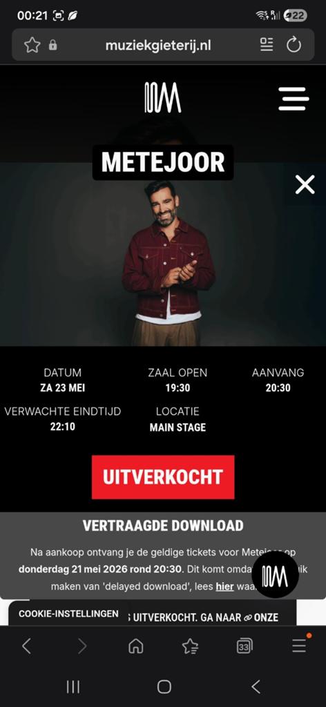 2x ticket Metejoor in Maastricht (NL), Mai