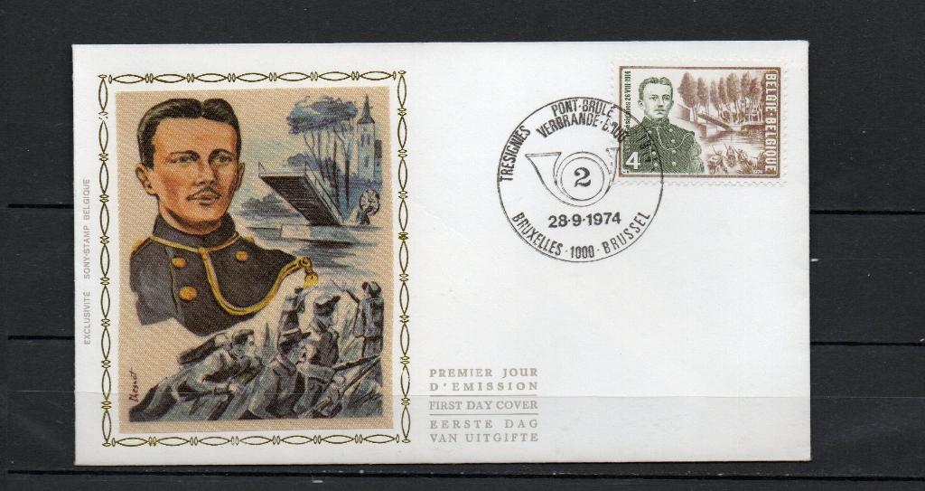 Année 1974 : FDC 1726 Soie - Caporal Léon Trésignies, Timbres & Monnaies, Timbres | Europe | Belgique, Enlèvement
