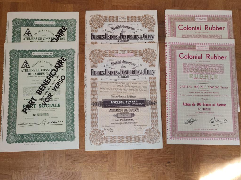 Zeldzaam: titels (aandelen) uit 1944, Postzegels en Munten, Aandelen en Waardepapieren