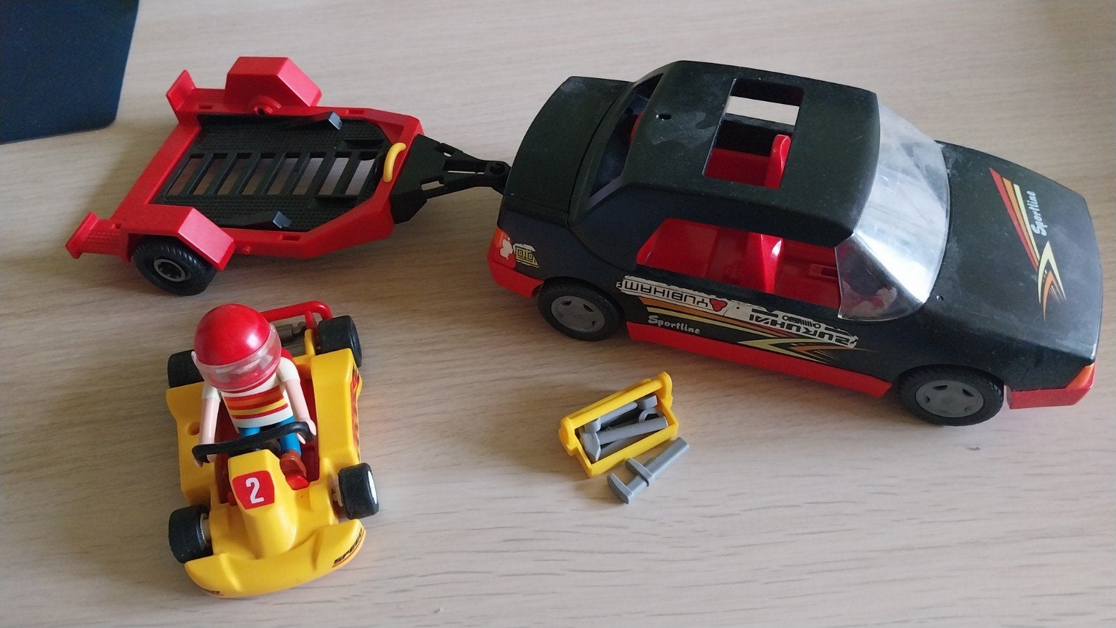 playmobil Raceauto met go-kart (set 4442), Utilisé, Véhicule, Kit complet, Enlèvement