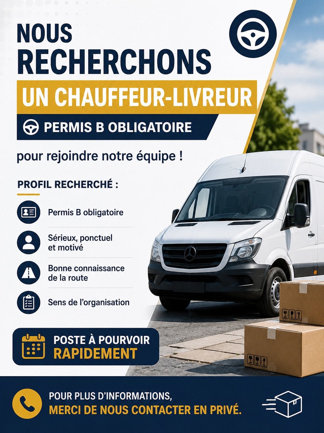 NOUS RECRUTONS DES CHAUFFEURS-LIVREURS