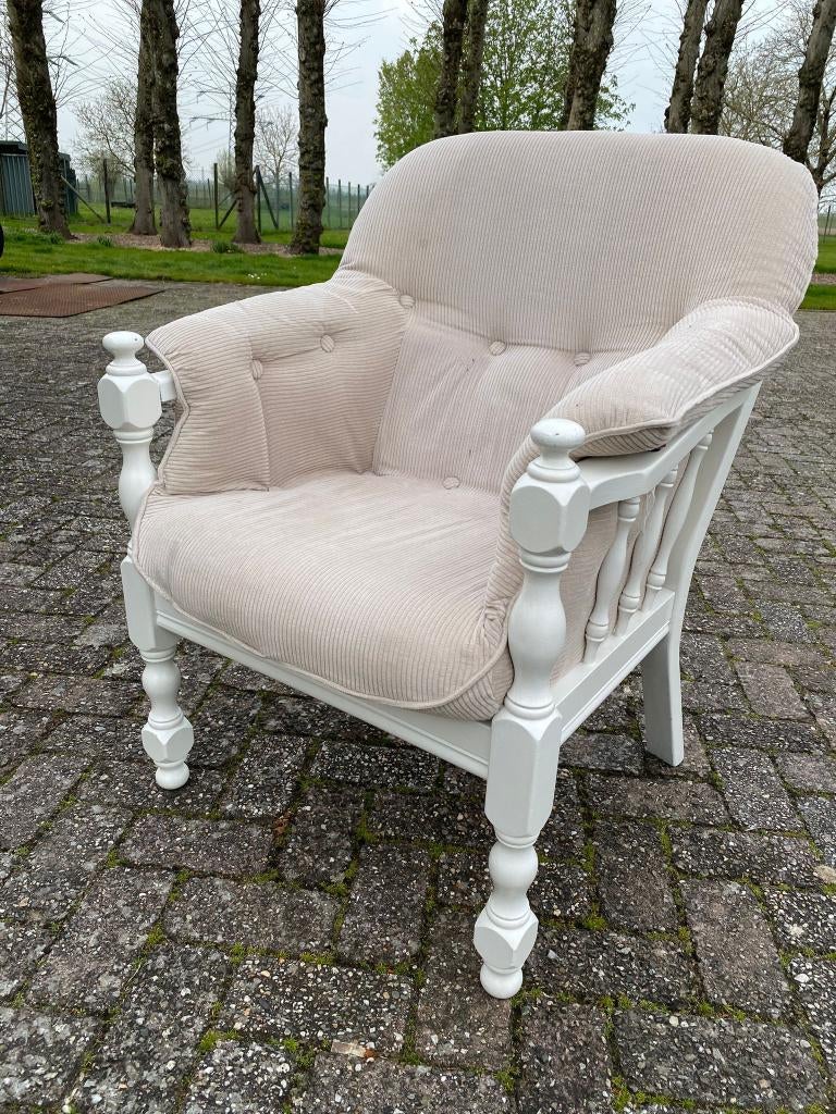 Lief houten stoeltje met kussen - sierlijke stoel, Ophalen of Verzenden, Gebruikt, Wit, Overige typen