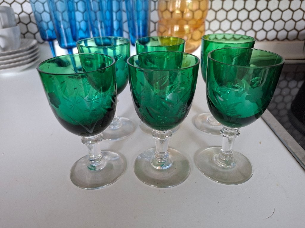 6 verres anciens, Ophalen, Gebruikt, Borrel- of Shotglas