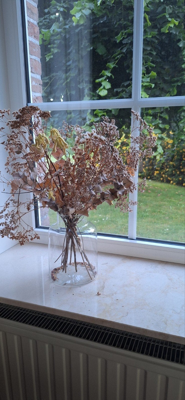 Droogbloemen + vaas, Ophalen of Verzenden