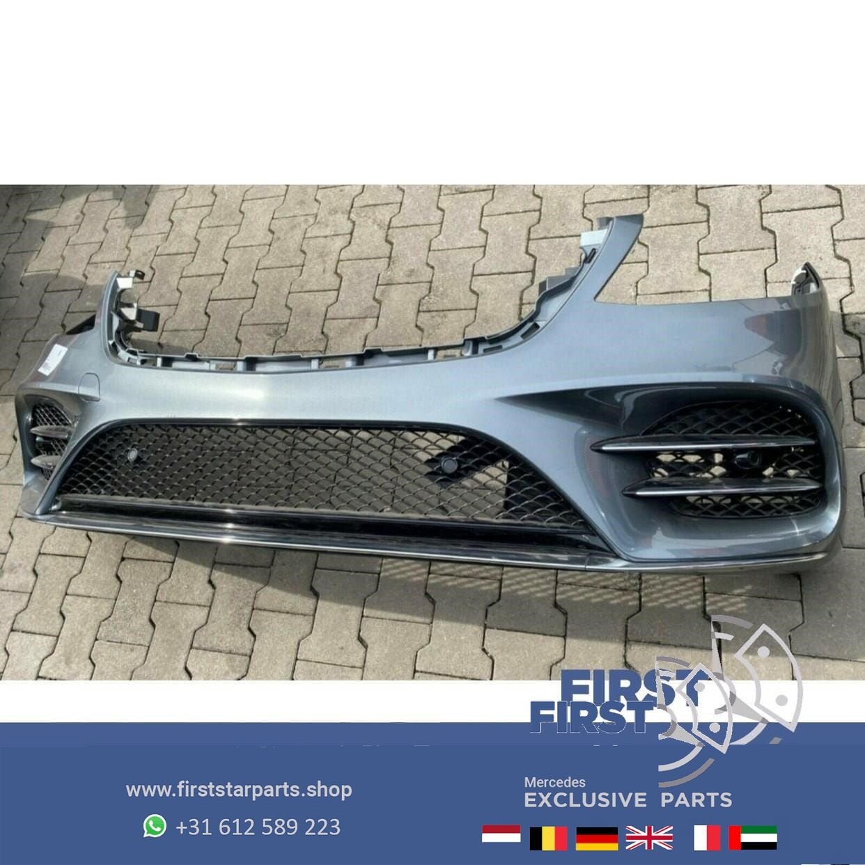 W222 AMG VOORBUMPER COMPLEET ZWART WIT GRIJS origineel Merce, Auto-onderdelen, Gebruikt, -, Voor, Ophalen of Verzenden
