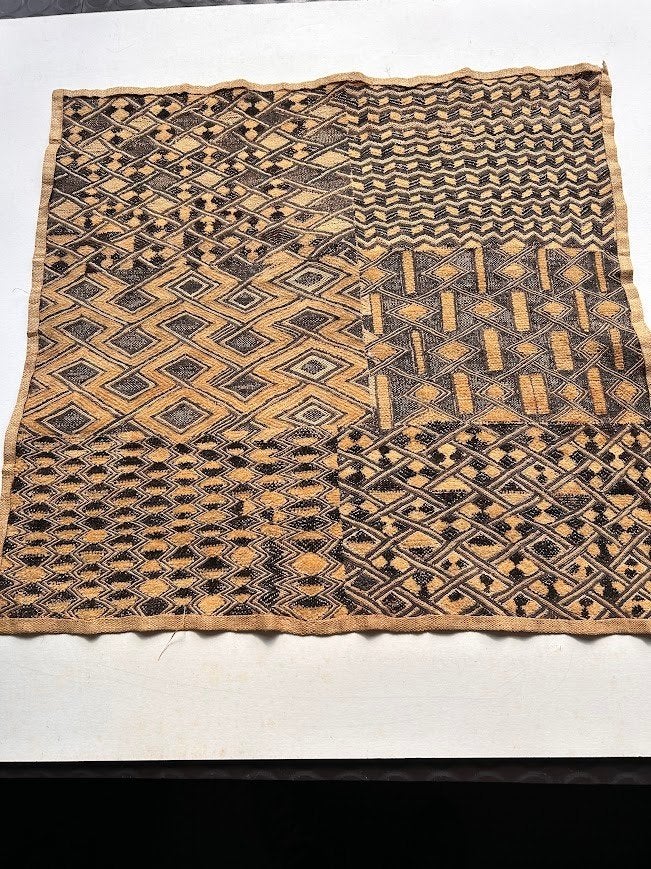 Authentieke Kuba-doek # 13 uit DR Congo, Textiel, Afrika, Handgemaakt, Ophalen