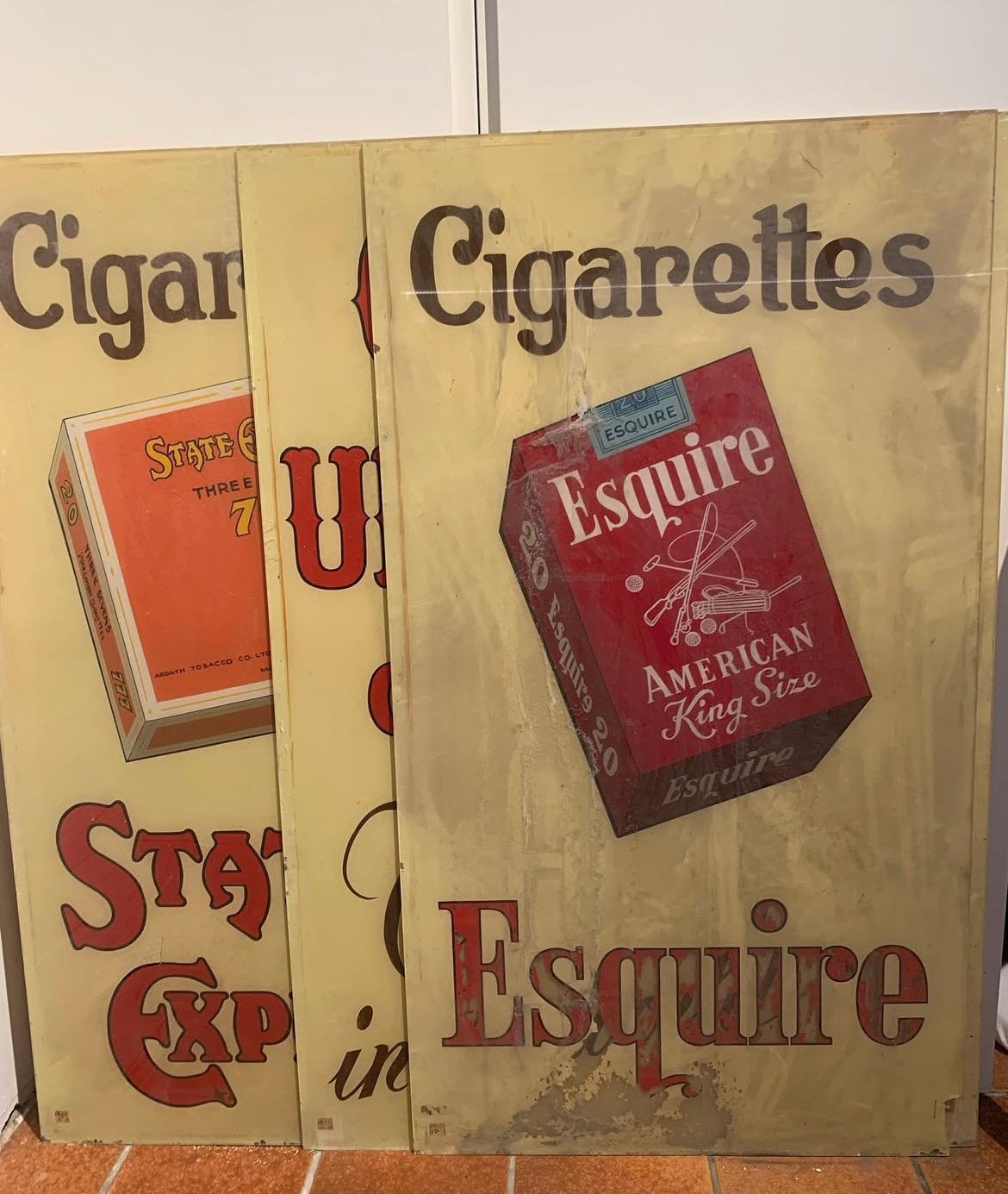 Lot de 6 anciennes pub sous verre – Années 1920-1960, Collections, Enlèvement, Comme neuf