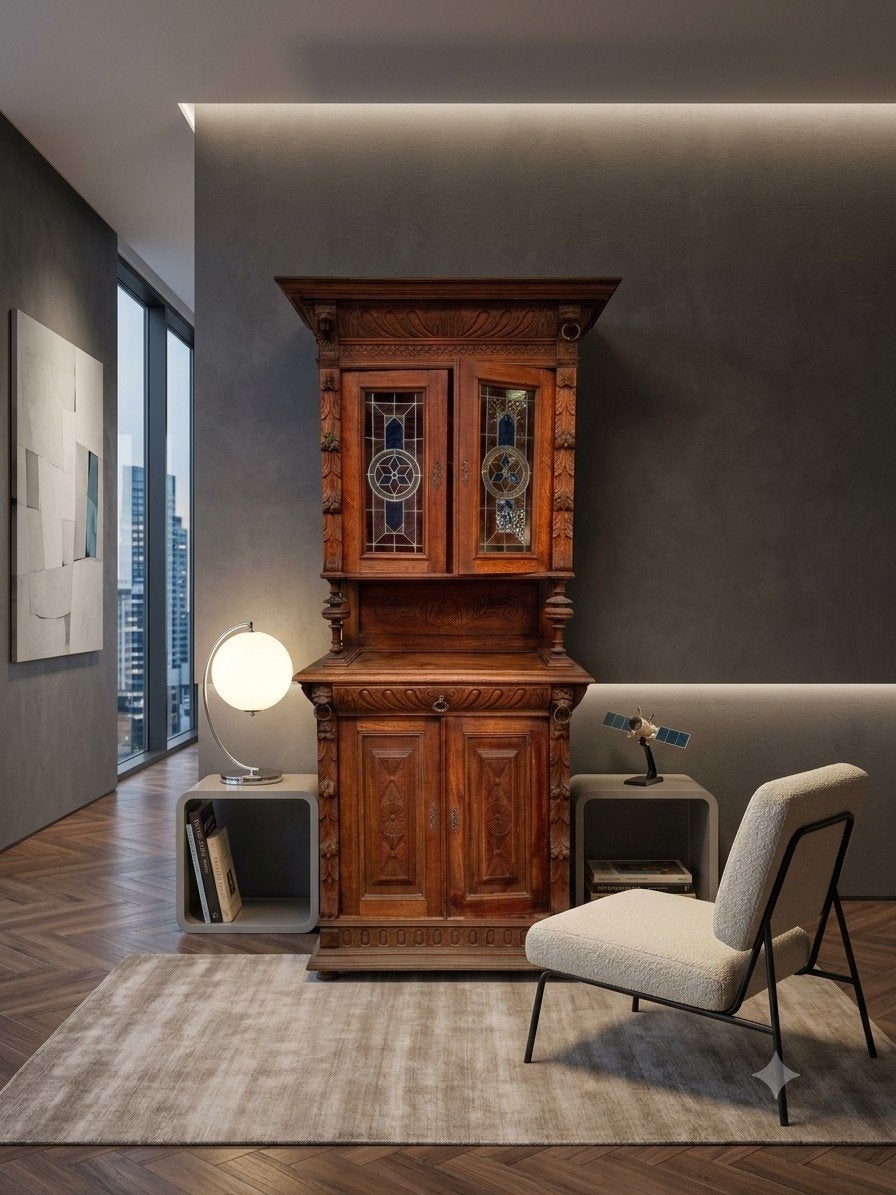 Buffet Malines classique — Chêne antique avec niche ouverte, Maison & Meubles, Armoires | Buffets, Chêne, 100 à 150 cm, Enlèvement