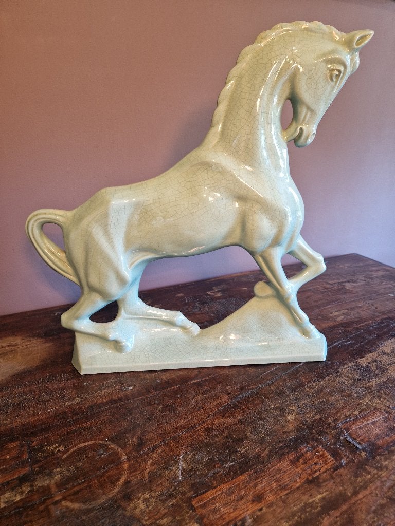 Art deco stijl Craqueléglazuur paardenbeeld jaren 30, Antiek en Kunst, Ophalen of Verzenden