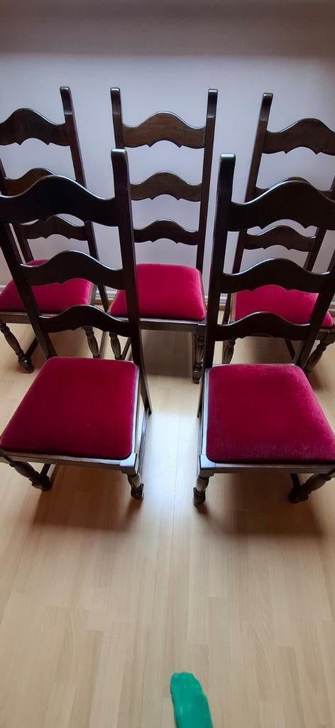 Set van 6 vintage ladderback stoelen, Ophalen