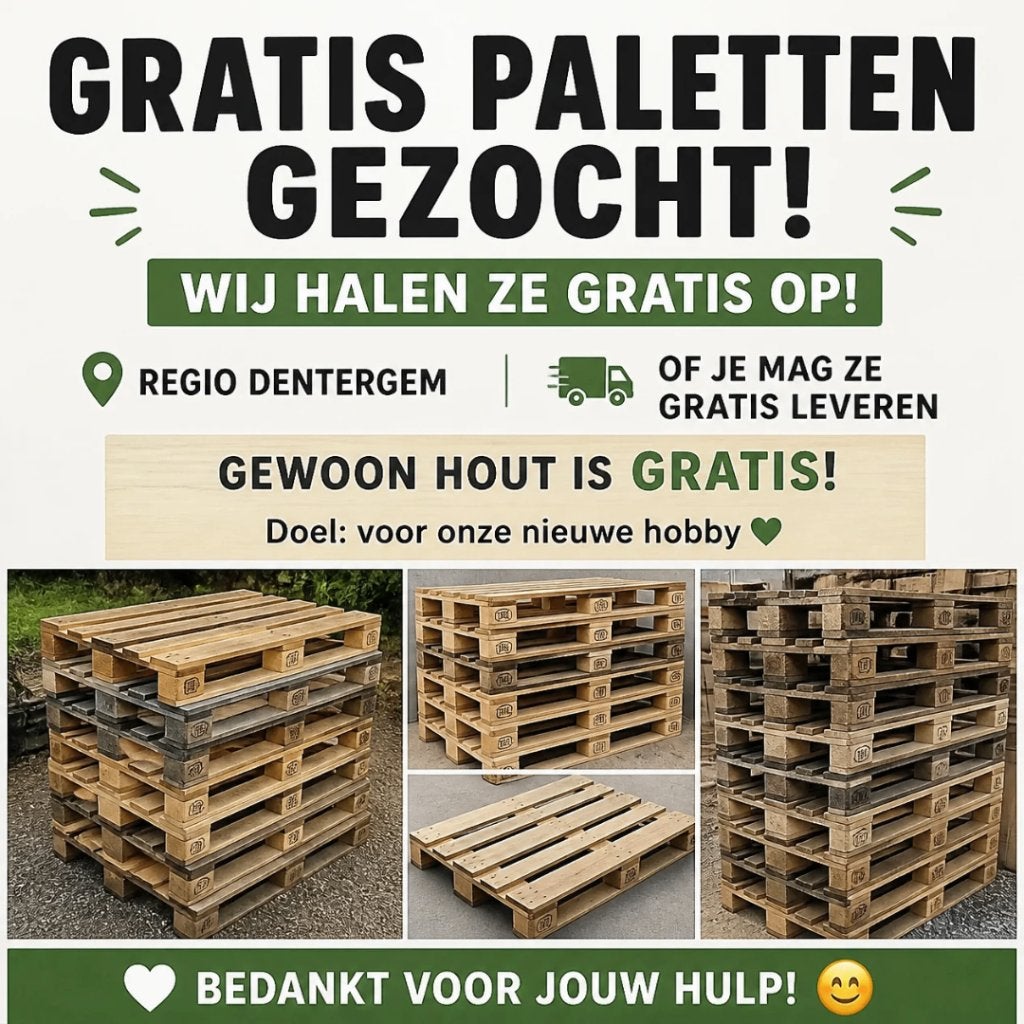 GRATIS palleten of hout gezocht dringend!!, Ophalen, Gebruikt