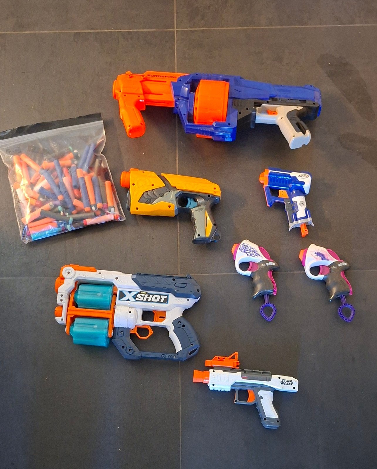 collectie Nerf geweren + 'kogeltjes', Ophalen, Gebruikt