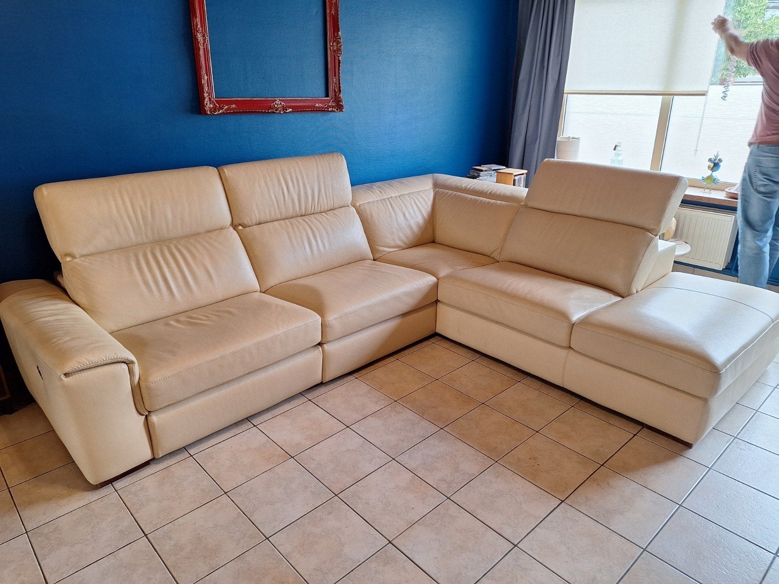zachtgele lederen hoeksalon 3x2.6 m, Ophalen