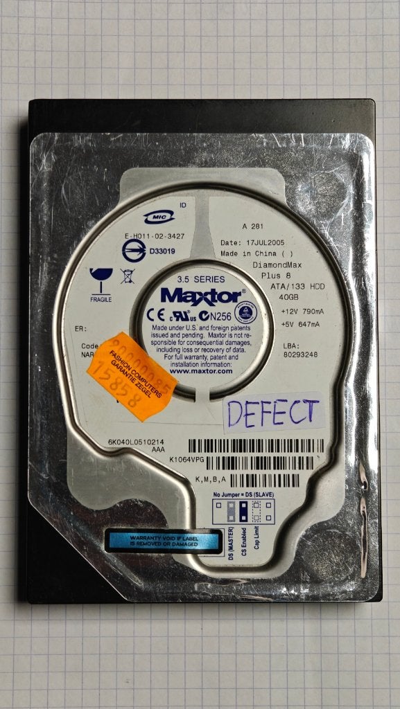 Maxtor 40GB IDE desktop HDD DEFECT, Computers en Software, Harde schijven, Maxtor, Intern, Gebruikt, HDD
