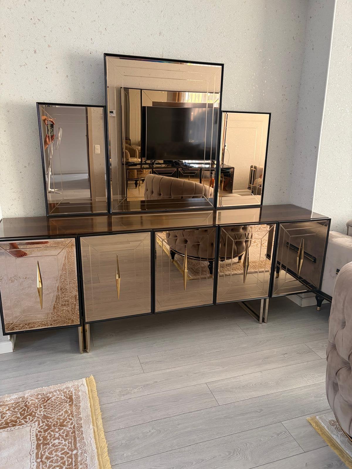 Volledig modern woonkamer set met eettafel en 6 stoelen, Enlèvement