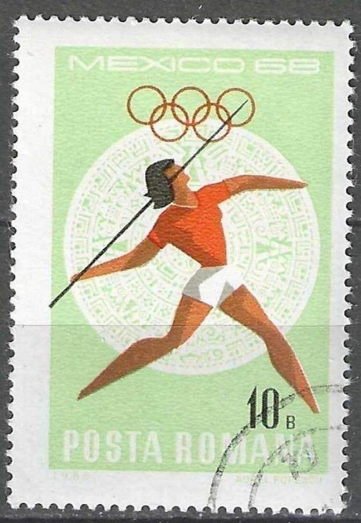 Roumanie 1968 - Yvert 2400 - Jeux d'été au Mexique (ST), Timbres & Monnaies, Timbres | Europe | Autre, Affranchi, Envoi