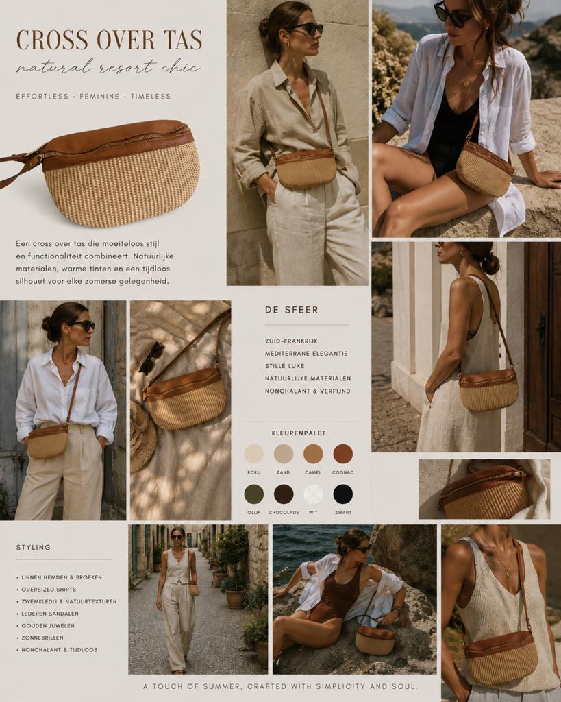 Lederen heuptas raffia - nieuw!, Handtassen en Accessoires, Tassen | Damestassen, Ophalen of Verzenden, Zo goed als nieuw