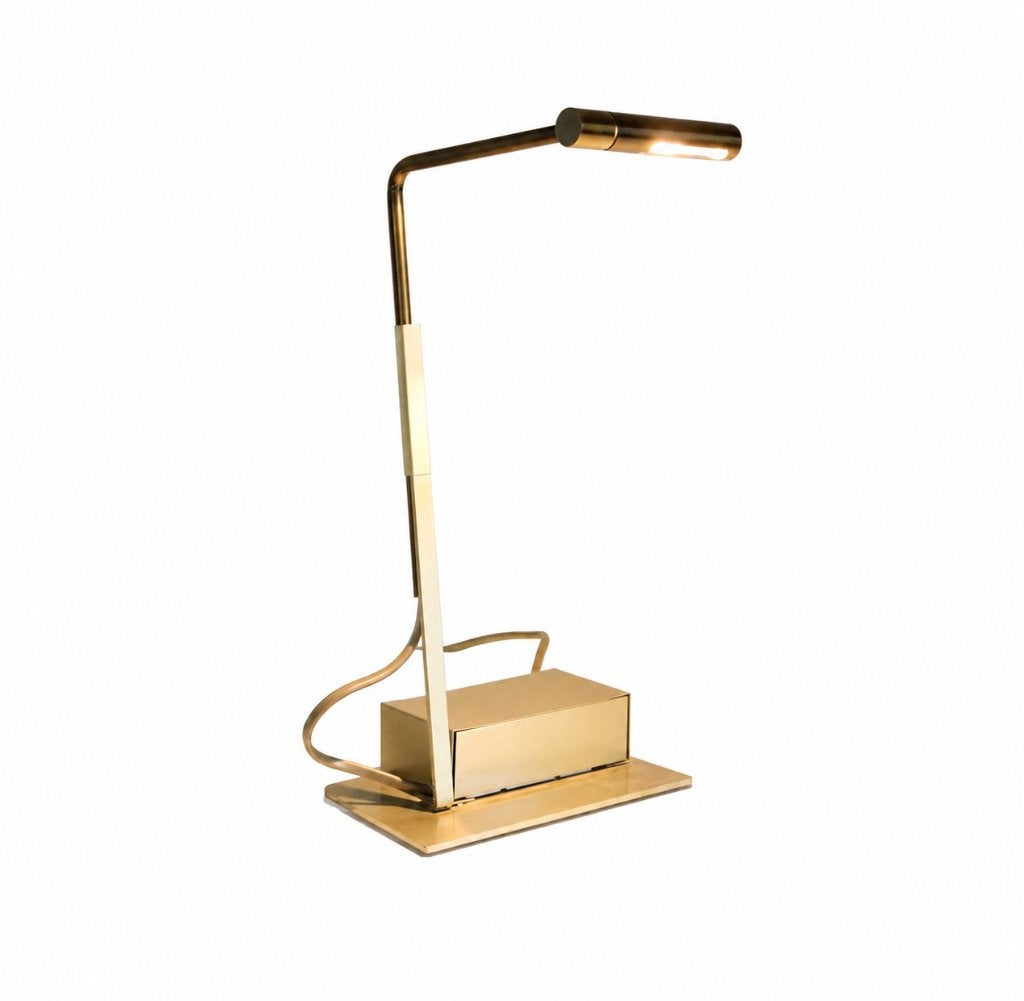 Minimalistische bureaulamp messing metaal - Vintage Deknudt, Antiek en Kunst, Antiek | Verlichting, Ophalen of Verzenden