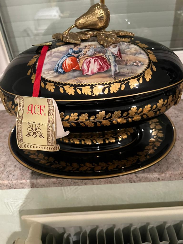 Prachtige limoges sevres ACF coupe afgewerkt met gouden roos, Ophalen