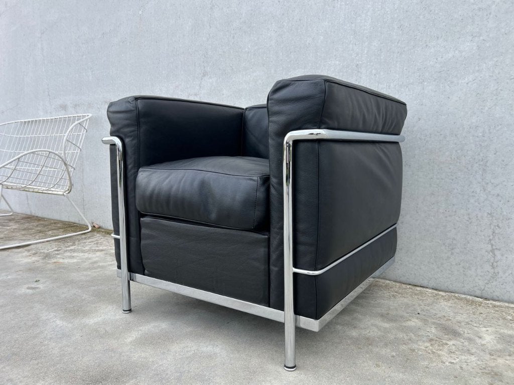 Cassina LC2 Le Corbusier lederen fauteuil, 6x, Eenpersoons, Minder dan 75 cm, Design, Ophalen of Verzenden