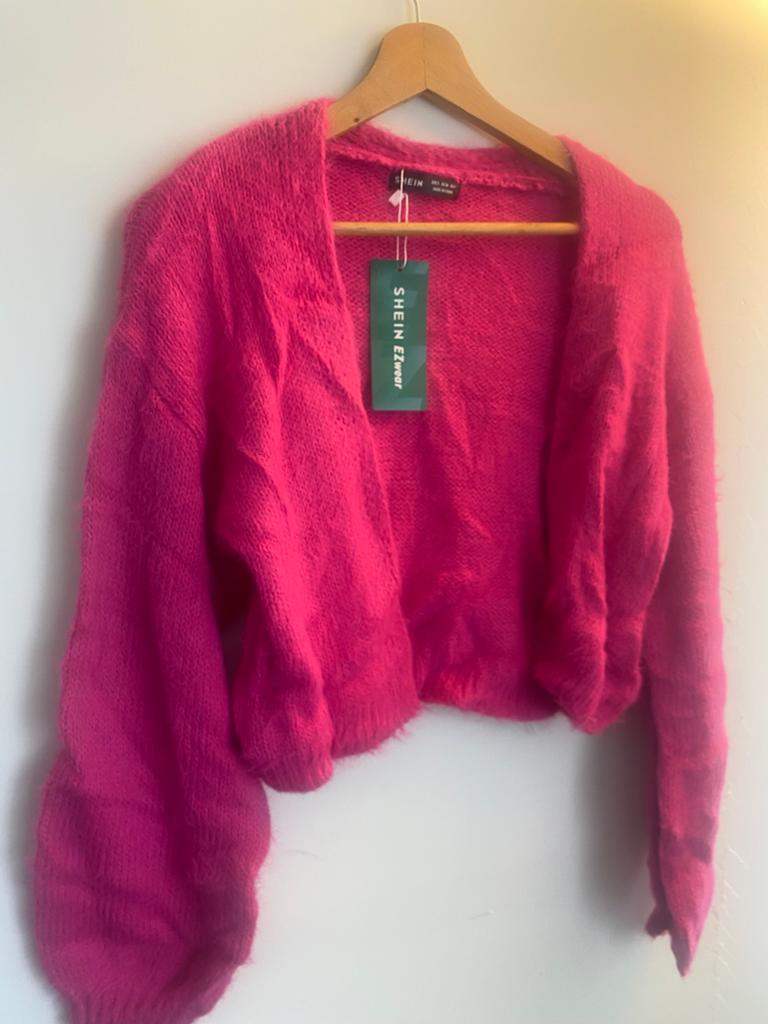 SHEIN Drop Shoulder Button Front Fluffy Knit CardigFor Women, Ophalen of Verzenden, Nieuw, Maat 36 (S), Roze