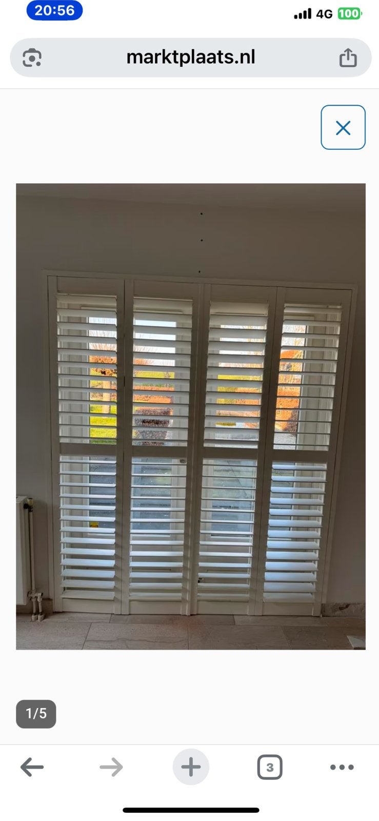 Shutters binnen wit hout, Ophalen, Zo goed als nieuw, Wit, Hout