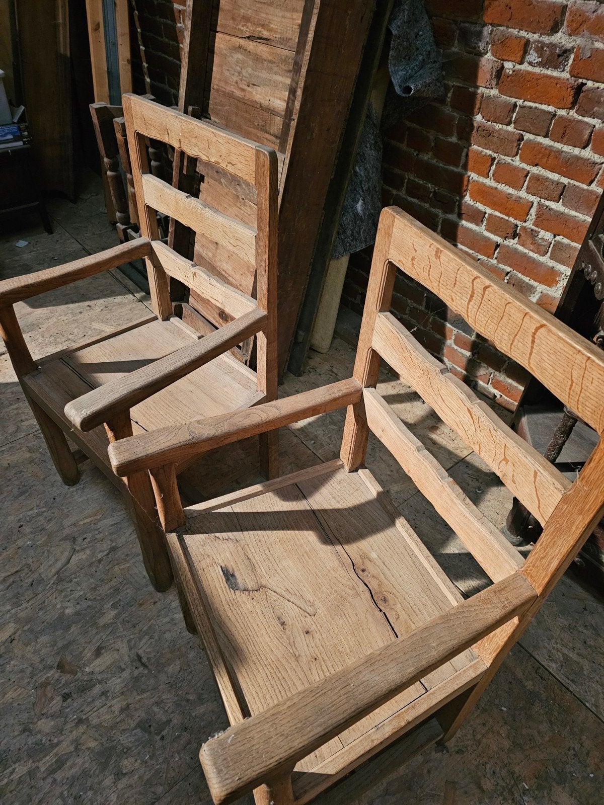 2 Fauteuils de table chêne clair, Maison & Meubles, Comme neuf, Enlèvement, Bois, Beige