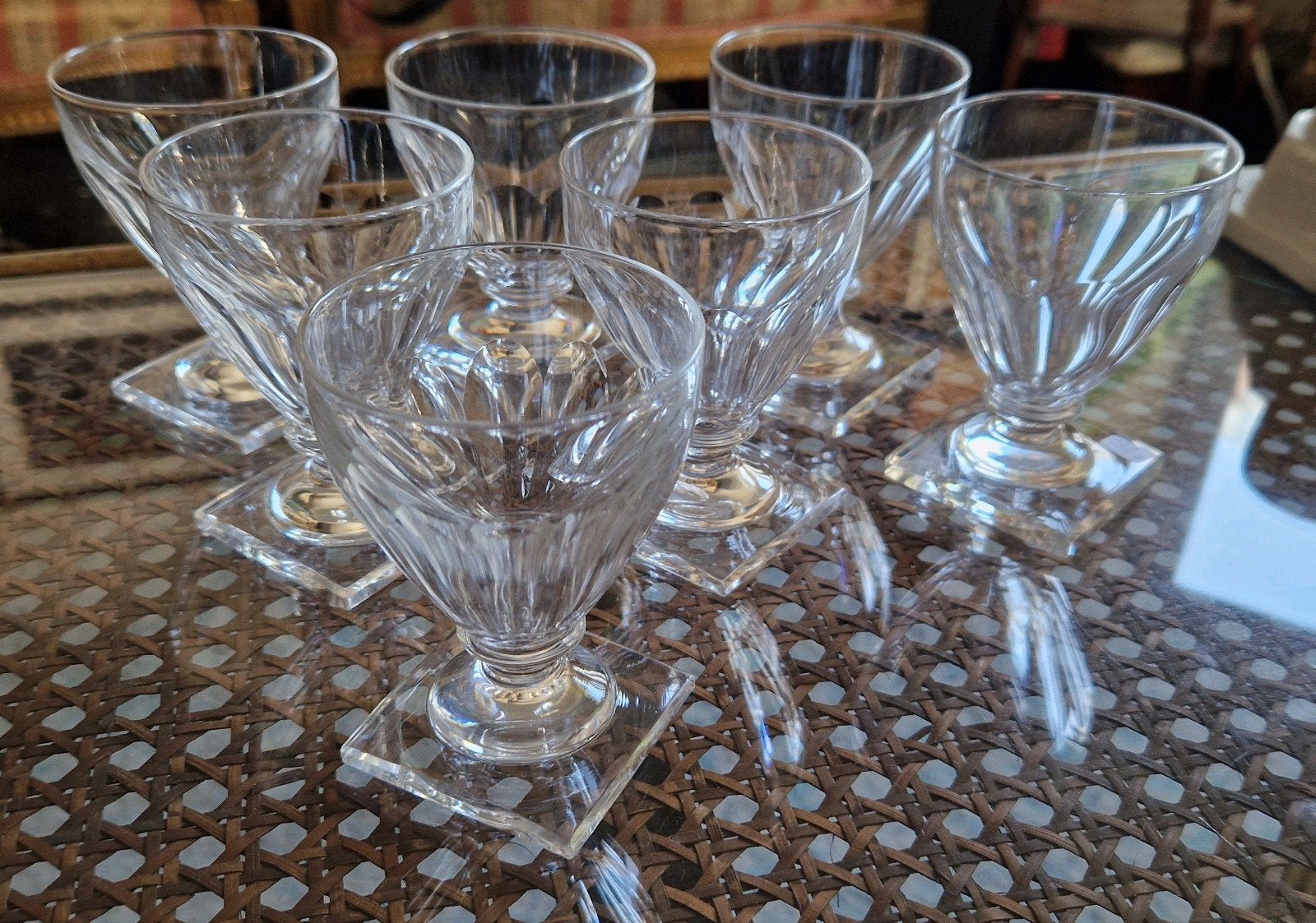 Verres à vin Val Saint Lambert Gondole 7 pièces 9 cm, Antiquités & Art, Enlèvement ou Envoi