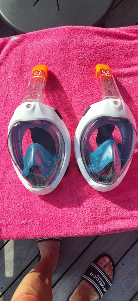 2 masques de plongée en apnée intégraux Subea, Enlèvement, Tuba