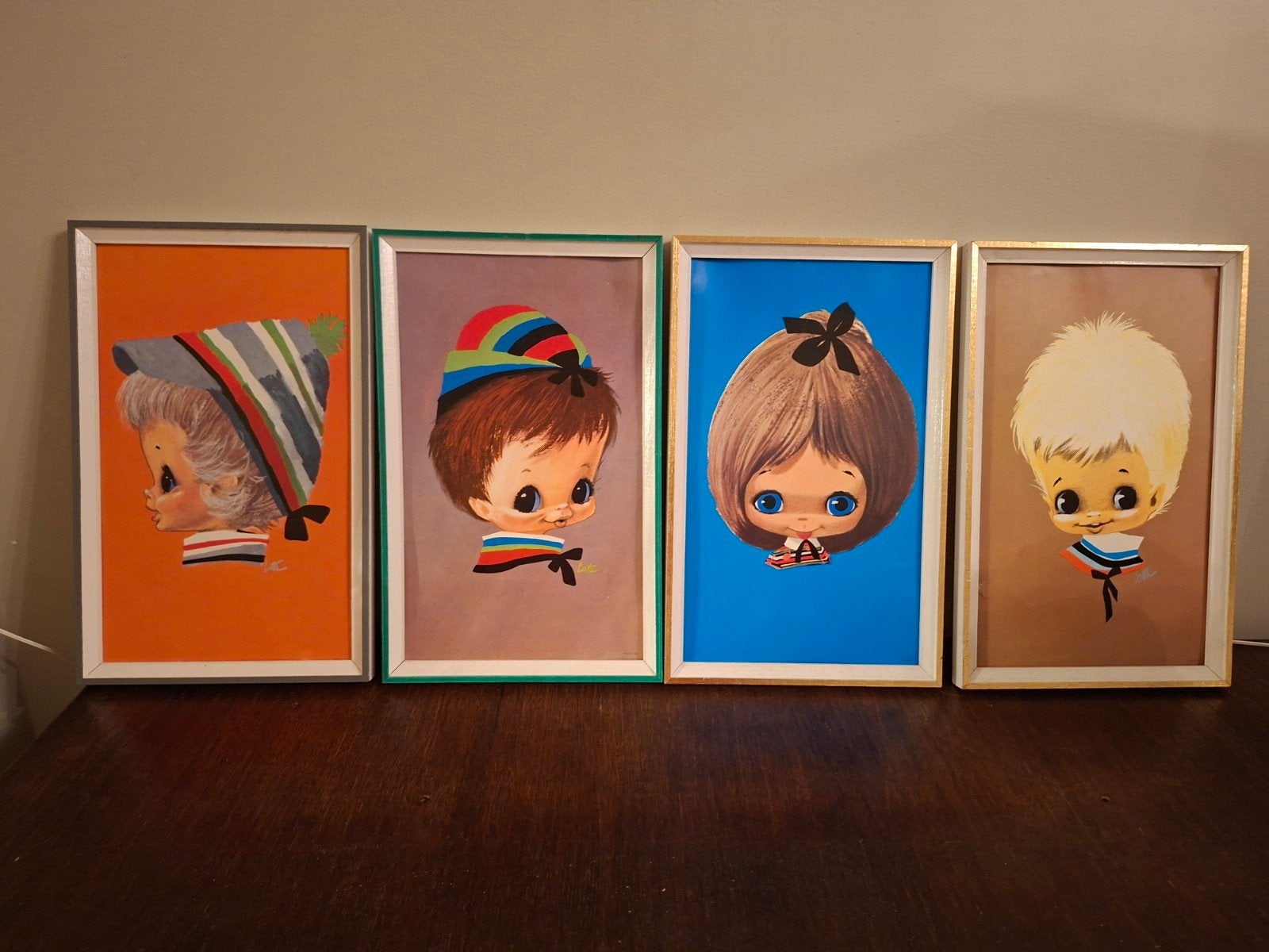 Ensemble de 4 tirages vintage Cotta Big Eyes - Italie - vers, Enlèvement ou Envoi, Maison et Meubles