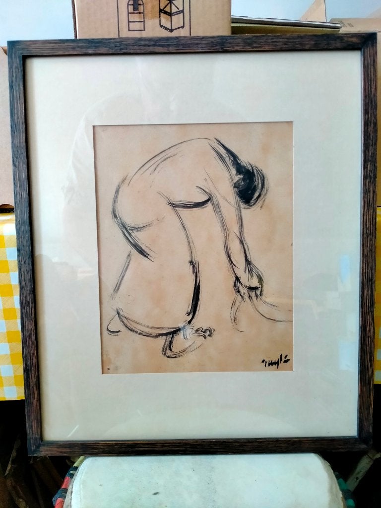 Ruwe tekening van vrouw, Antiek en Kunst, Kunst | Tekeningen en Fotografie, Ophalen of Verzenden, Tekening, Overige technieken