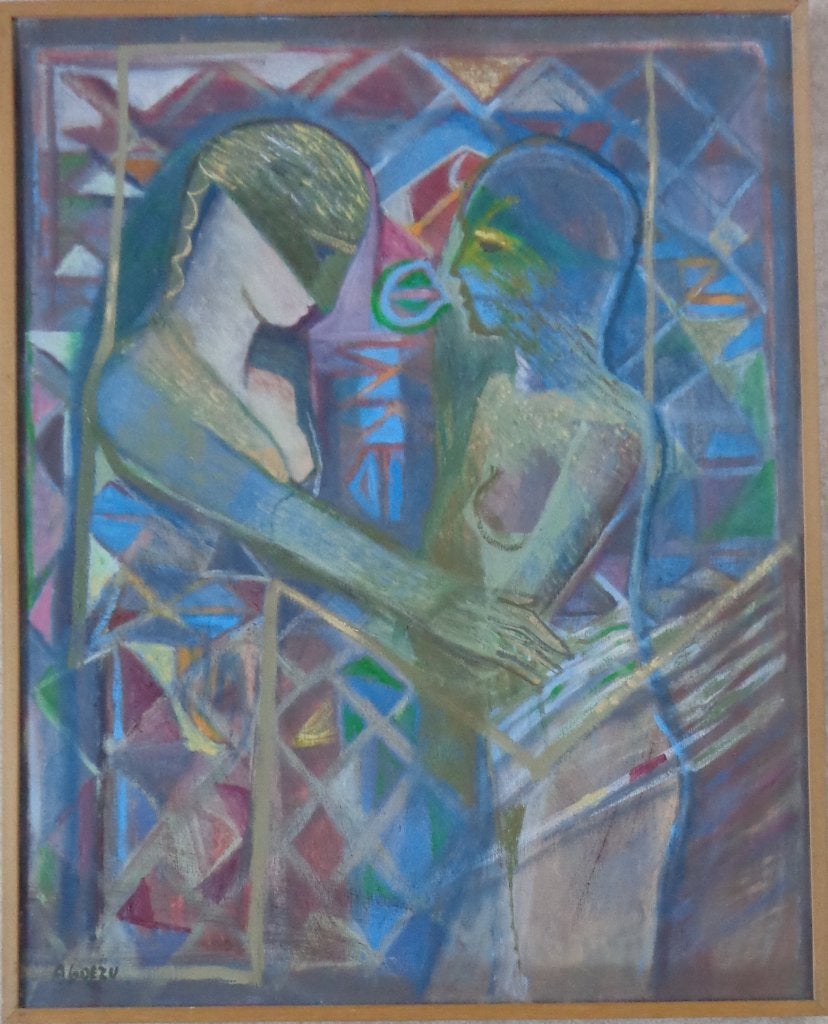 ANDRE GOEZU / POETICA / OLIEVERF DOEK / 94x75cm / KADER SIG, Ophalen, Figuren, Gesigneerd, Olieverf