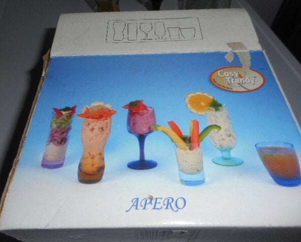 6 apero glaasjes in gekleurd glas  NIEUW, Enlèvement, Neuf, Verre, Autres types