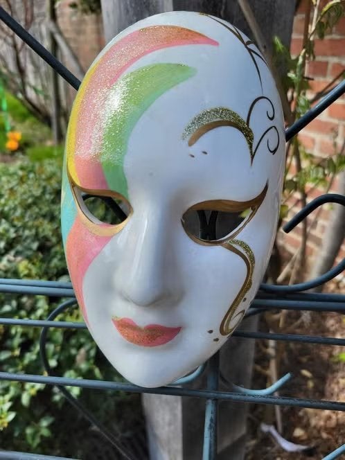 Vintage Keramisch Muurmasker – Jaren '80 Stijl – 18 cm, Vintage, Ophalen, Roze