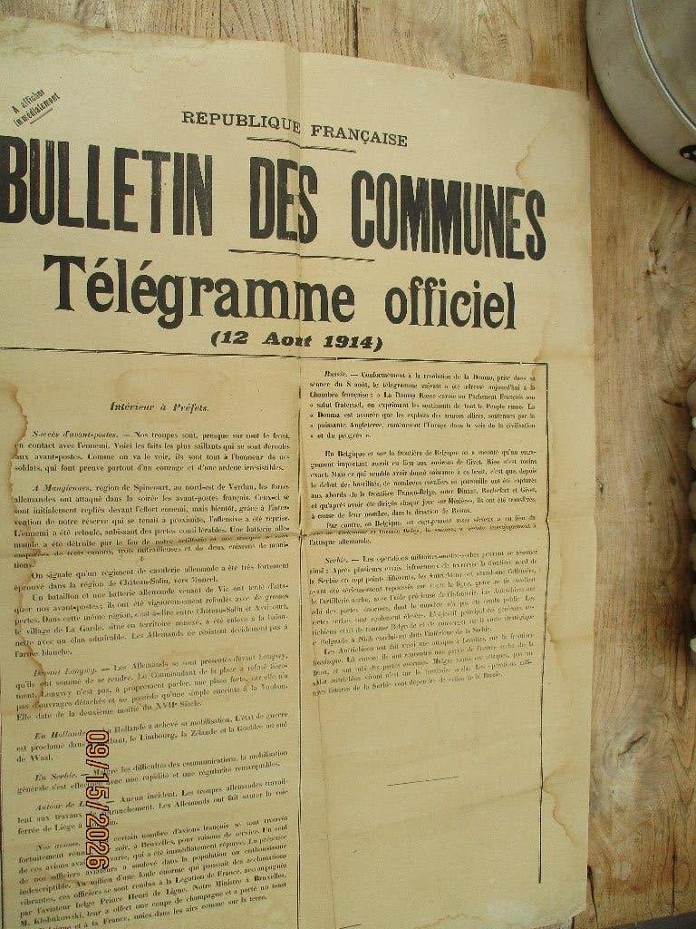 WW1 : Affiche 12/8/14. Liège/Tienen..., Enlèvement ou Envoi