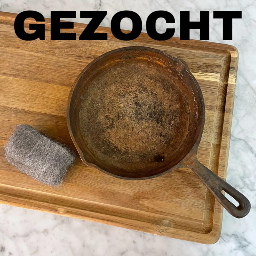 GEZOCHT: Cast iron skillet/gietijzeren pannen, Enlèvement, Comme neuf, Fonte