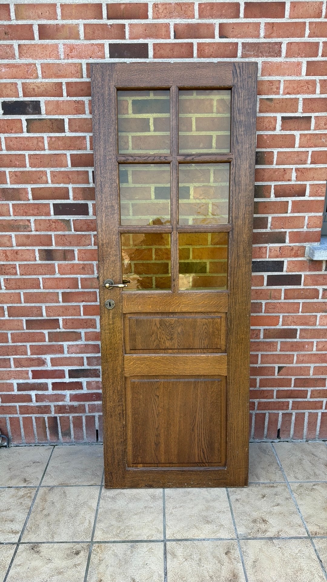 Binnen deur in eik met glas, Doe-het-zelf en Bouw, Ophalen, Zo goed als nieuw, Glas