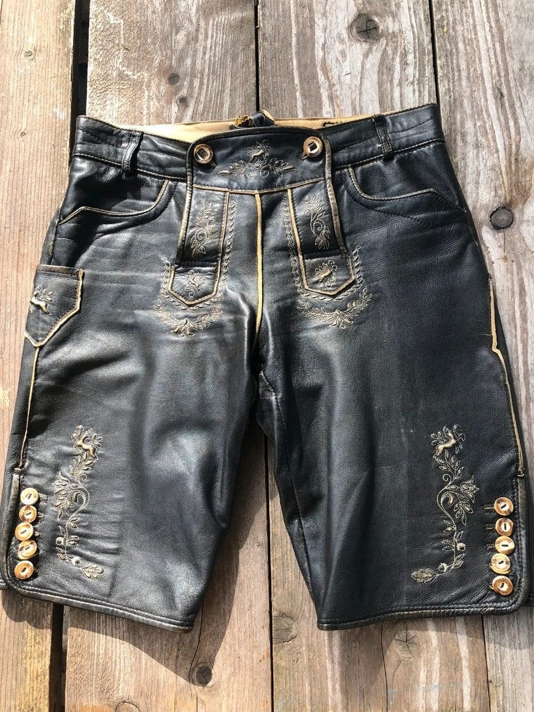 Zwarte lederen lederhose maat 36, Enlèvement ou Envoi, Taille 36 (S), Comme neuf, Stockerpoint