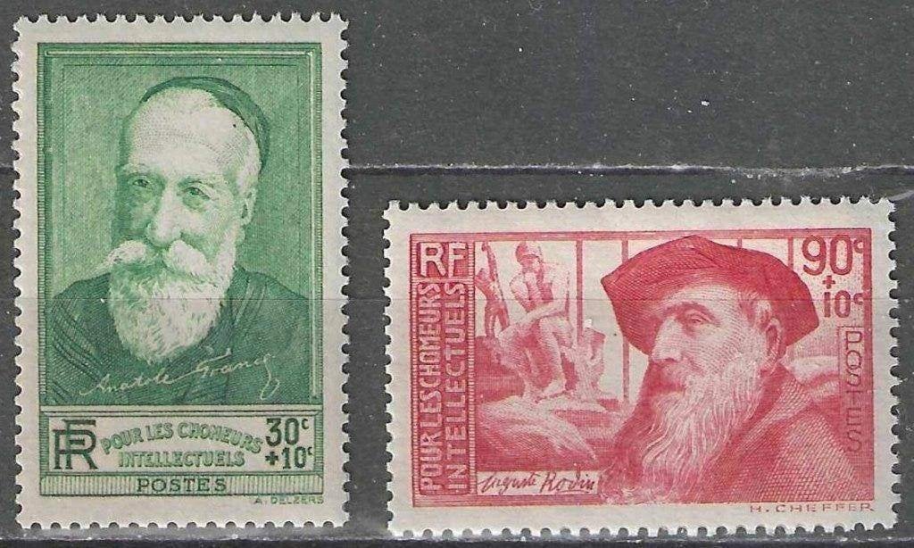 Frankrijk 1937 - Yvert 343-344 - France en Rodin (PF), Verzenden, Postfris