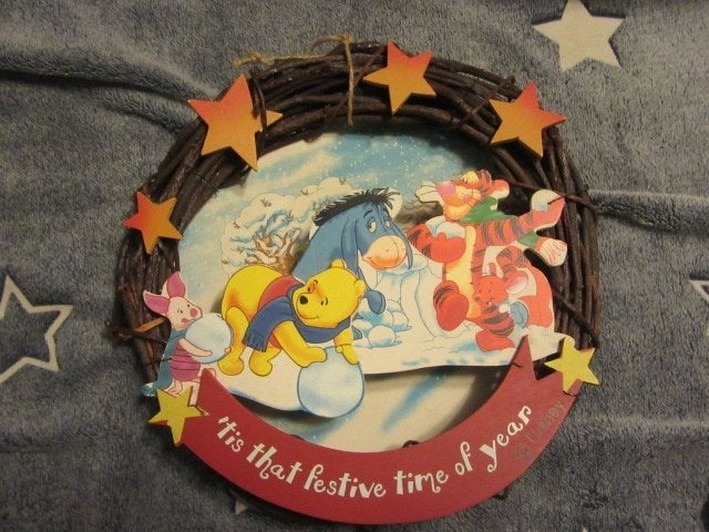 Disney: Houten Kerstkrans - Winnie de Poeh & Vrienden -kerst, Verzamelen, Ophalen of Verzenden, Winnie de Poeh of vrienden, Nieuw