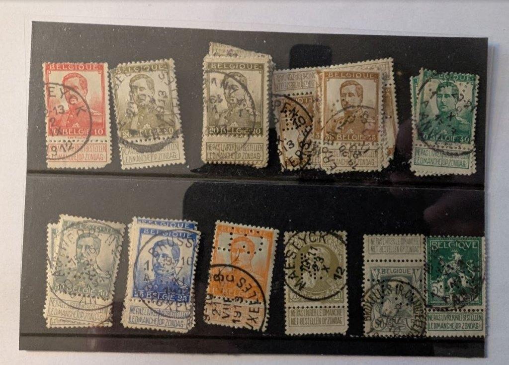 Timbres Léopold II (1905) et Albert Ier (1912), Enlèvement ou Envoi, Affranchi, Maison royale
