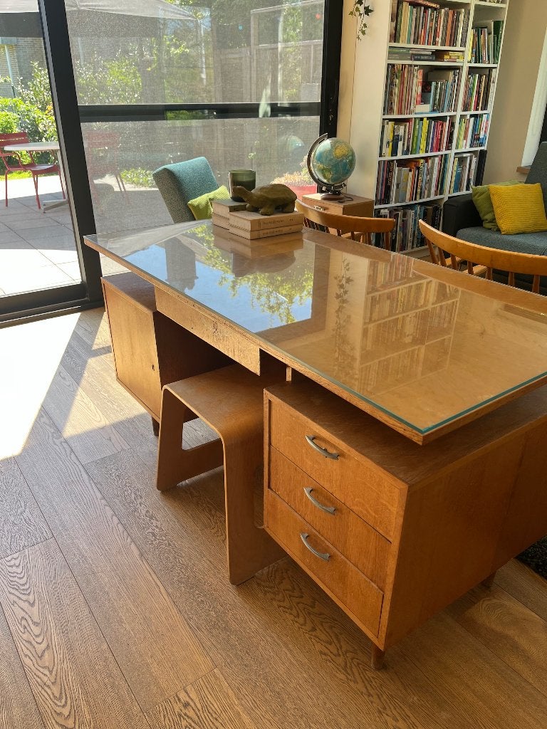 Vintage Bureau - Mid-Century, Huis en Inrichting, Ophalen, Gebruikt, Hout, 70 cm