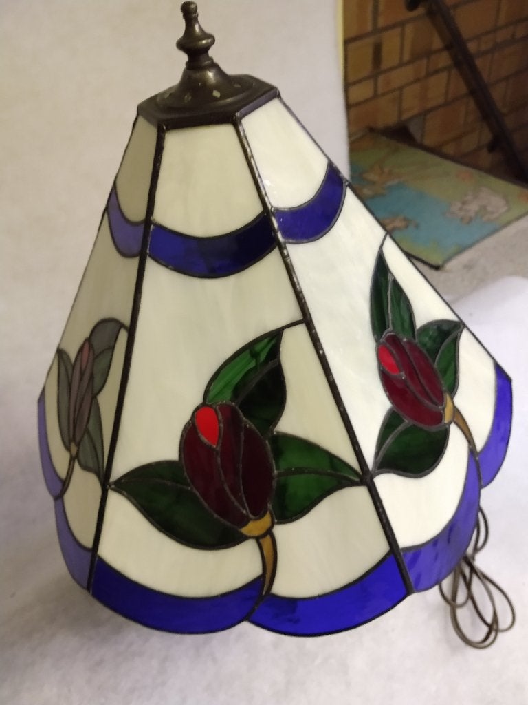 Lampadaire met inlegglas, handwerk., Antiek en Kunst, Ophalen