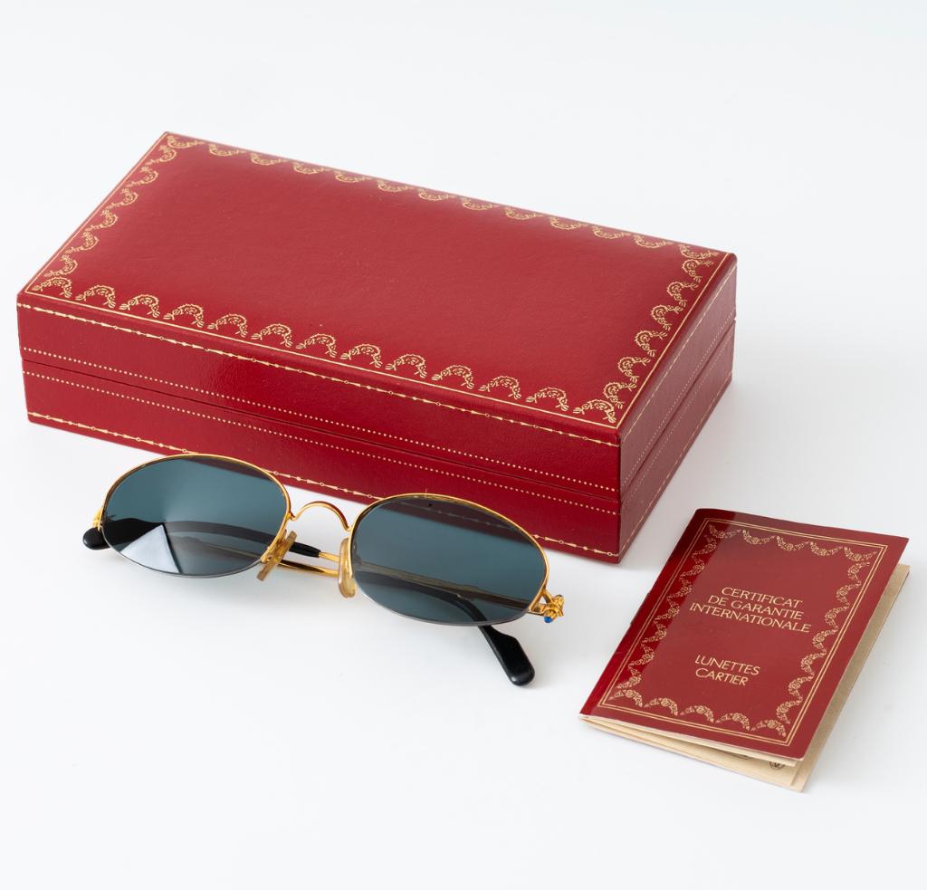 Originele Vintage Cartier zonne bril Cabochon - 52 18 130b, Enlèvement ou Envoi, Utilisé, Lunettes