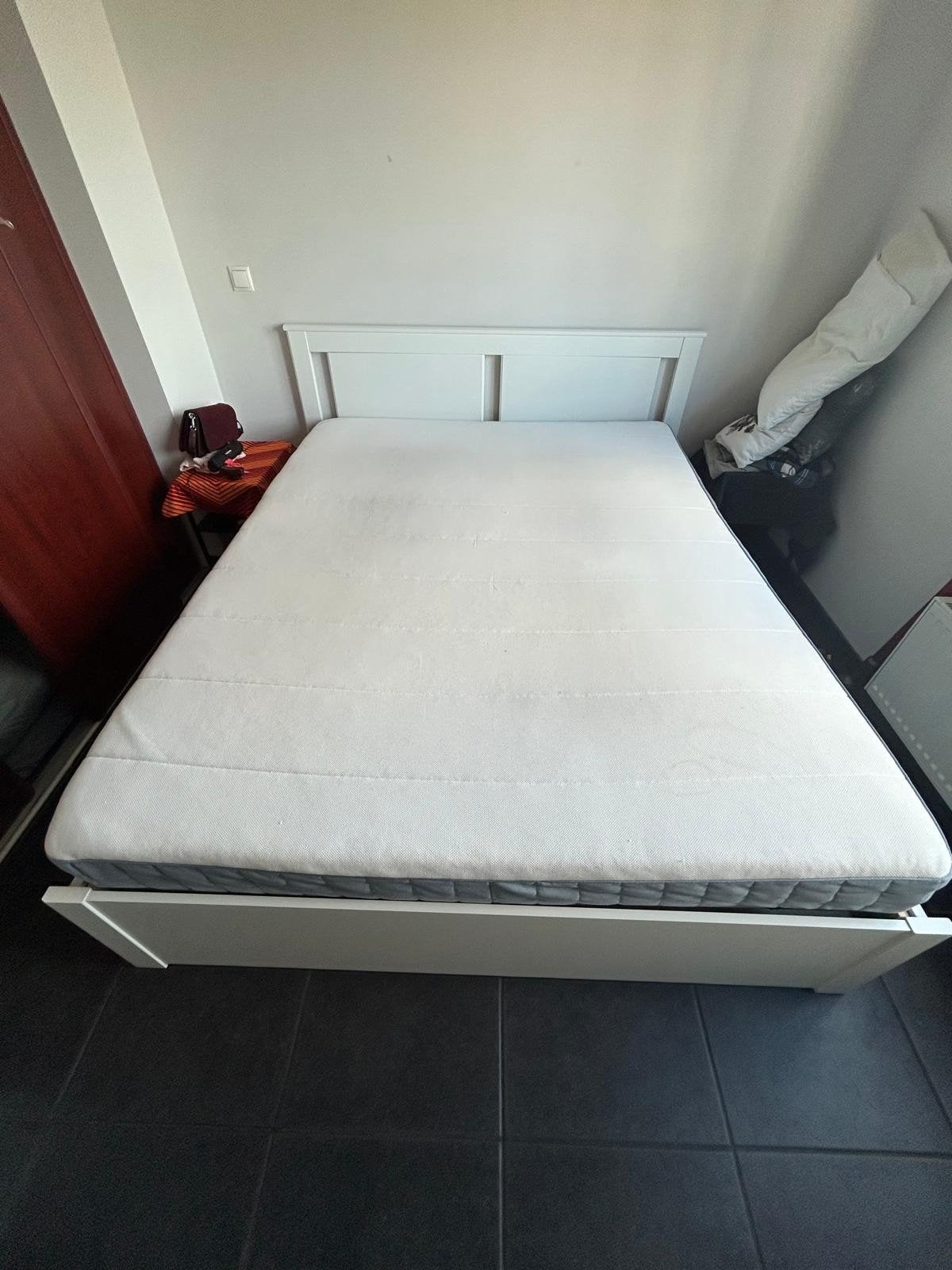 Wit tweepersoonsbed 160x220 cm, Huis en Inrichting, Ophalen, Wit, Tweepersoons, Zo goed als nieuw