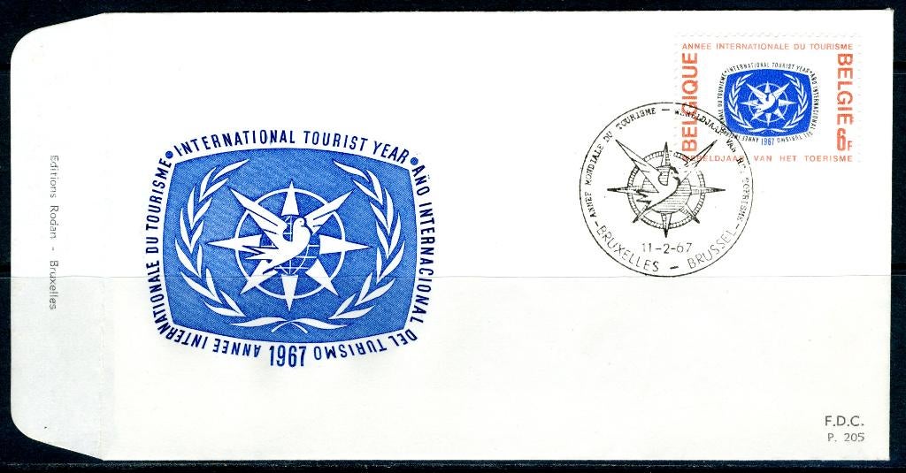 (B) 1407 FDC 1967 - Wereldjaar van het toerisme., Postzegels en Munten, Postzegels | Europa | België, Met envelop, Ophalen of Verzenden