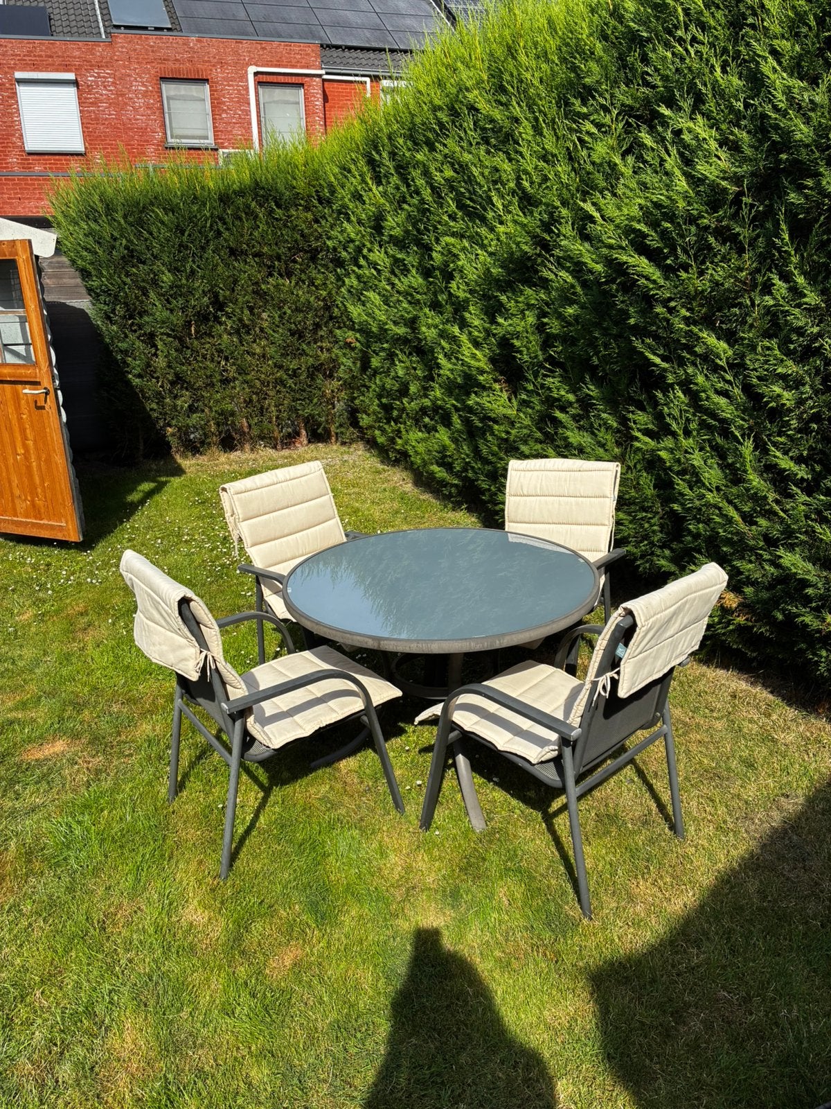 Tuinmeubelset rond., Tuin en Terras, Ophalen, 4 zitplaatsen, Gebruikt, Aluminium