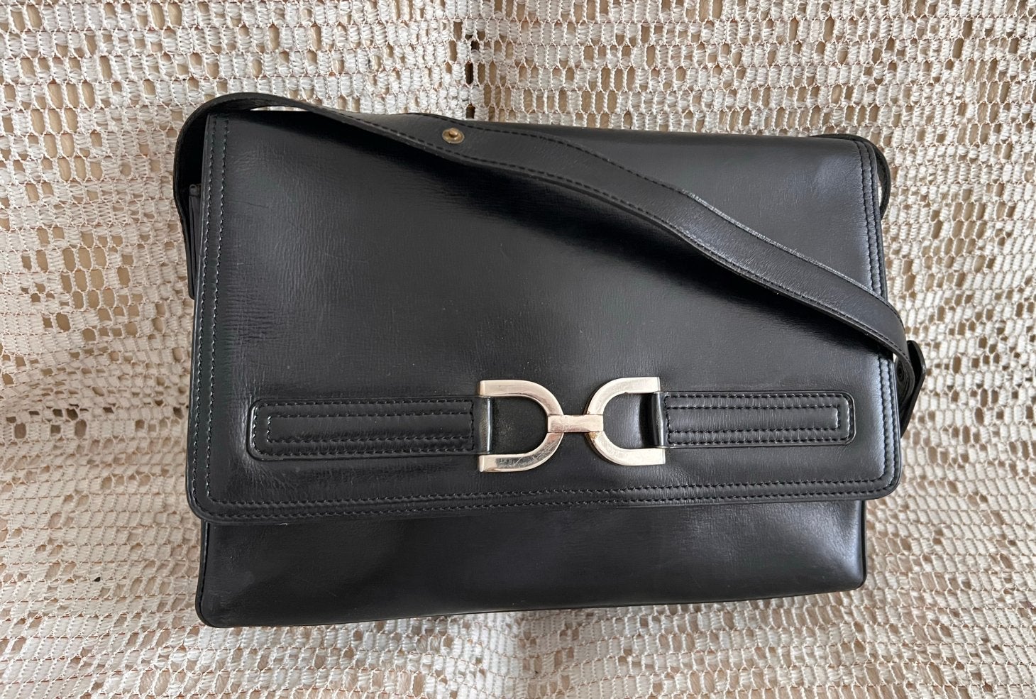 Sac DELVAUX vintage cuir noir, Enlèvement ou Envoi, Comme neuf, Noir, Cuir